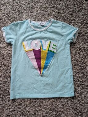 Lola And The Boys Size 10 Light Blue 'Love' Patch T-shirt